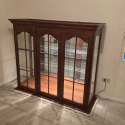 Beautiful Lighted (dimmable) 3-Door Display Case with Beveled Glass