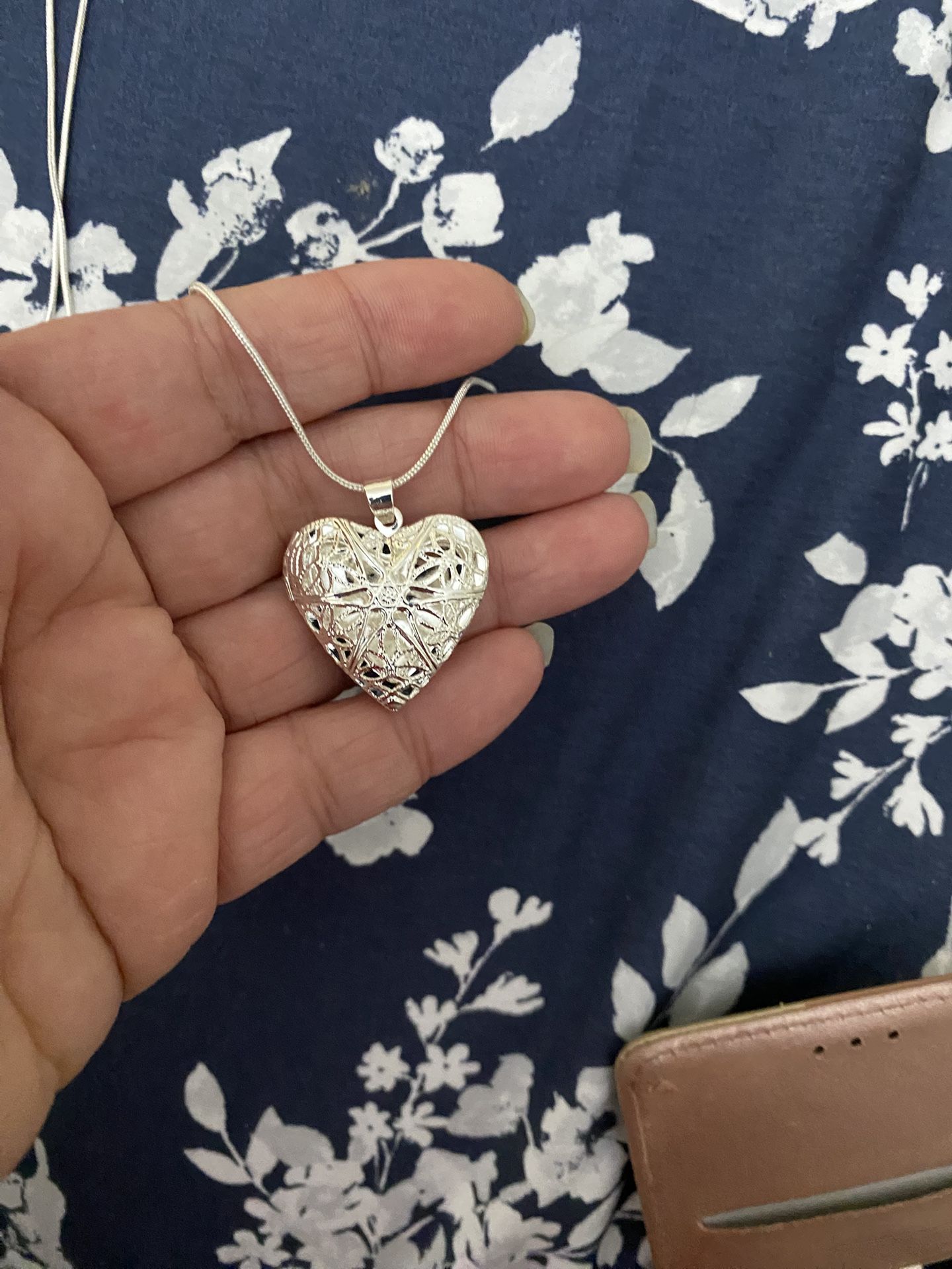 925 Sterling Silver Heart ❤️ Photo Frame Pendant Necklace