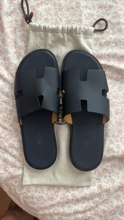 Genuine Hermès Izmir Sandals Navy Leather Men’s size 42.5