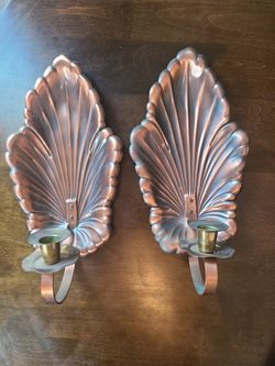 Vintage Pair Coppercraft Guild Candle Scounces
