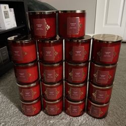 Bath And Bodyworks 3 Wick Candles Pumpkin Apple 