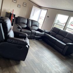 New  Reclining Couch 3-Pc Set — Sofa • Loveseat • Chair