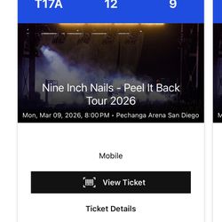 Pair of Tickets for Nine Inch Nails Peel It Back Tour