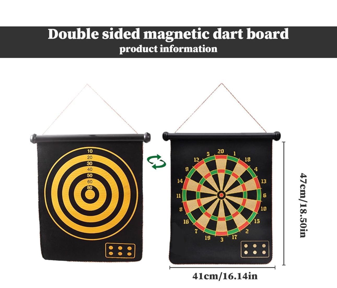 Ø17-inch Magnetic Darts Board with 9 Darts, Double Sided Kids Darts Board Set, Safe Magnetic Darts Board for Kids Adults, Hanging Dartboard,Dartboards