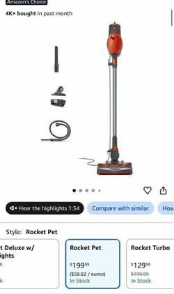 Shark Rocket Pet Stick Vacuum with Attachments
