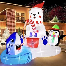 6ft Polar Bear Fishing Christmas Inflatable
