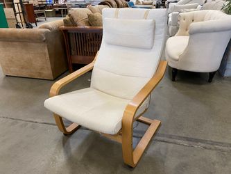 IKEA Poang Light Wood Rocking Lounger with Heathered Oatmeal Cushion