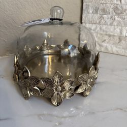 Gold Metal and glass cake stand