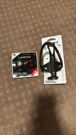 Lezyne Bike Accessories Bundle - LED Light Set & Water Bottle Cage (New)