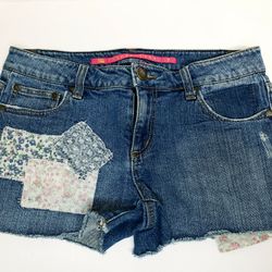Blue Plaid Jean Shorts For Sale 