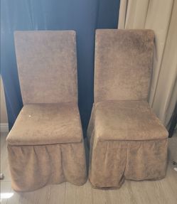 Set of 2 Skirted Upholstered Dining Chairs