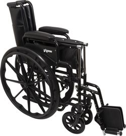 Wheelchair with 18 x 16 Seat , swing away footrest & flip back desk arms