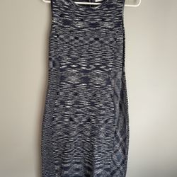 Calvin Klein Women’s Medium Cotton Blend Sleeveless Dress Blue Zippered Back Stretch 