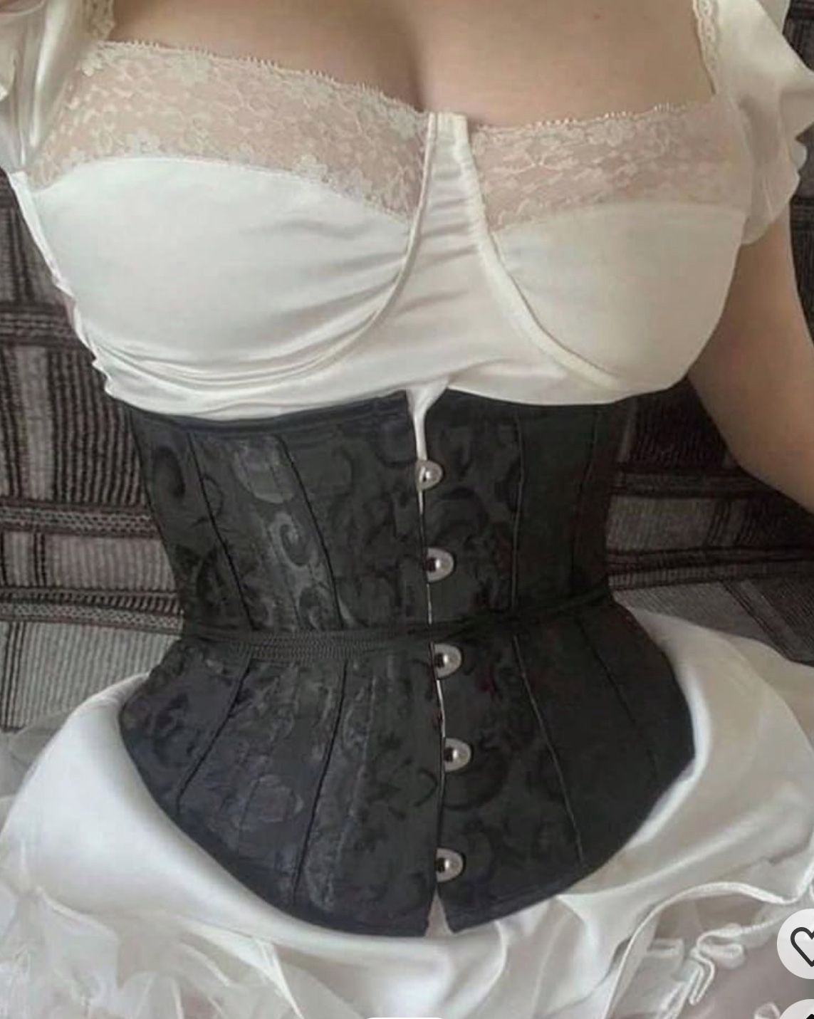 XL Black Corset Womens Brocade Underbust Boned Corsets Bustier Waist Trainer