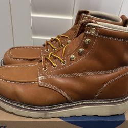 Like NEW EverBoots Classic 6" Moc Toe Leather Brown Wedge Work/Construction Boots (Men’s Size 11) - $60