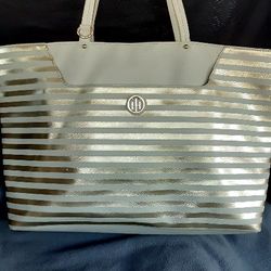 TOMMY HILFIGER * WOMEN'S TOTE BAG** GOLD/ CREAM **