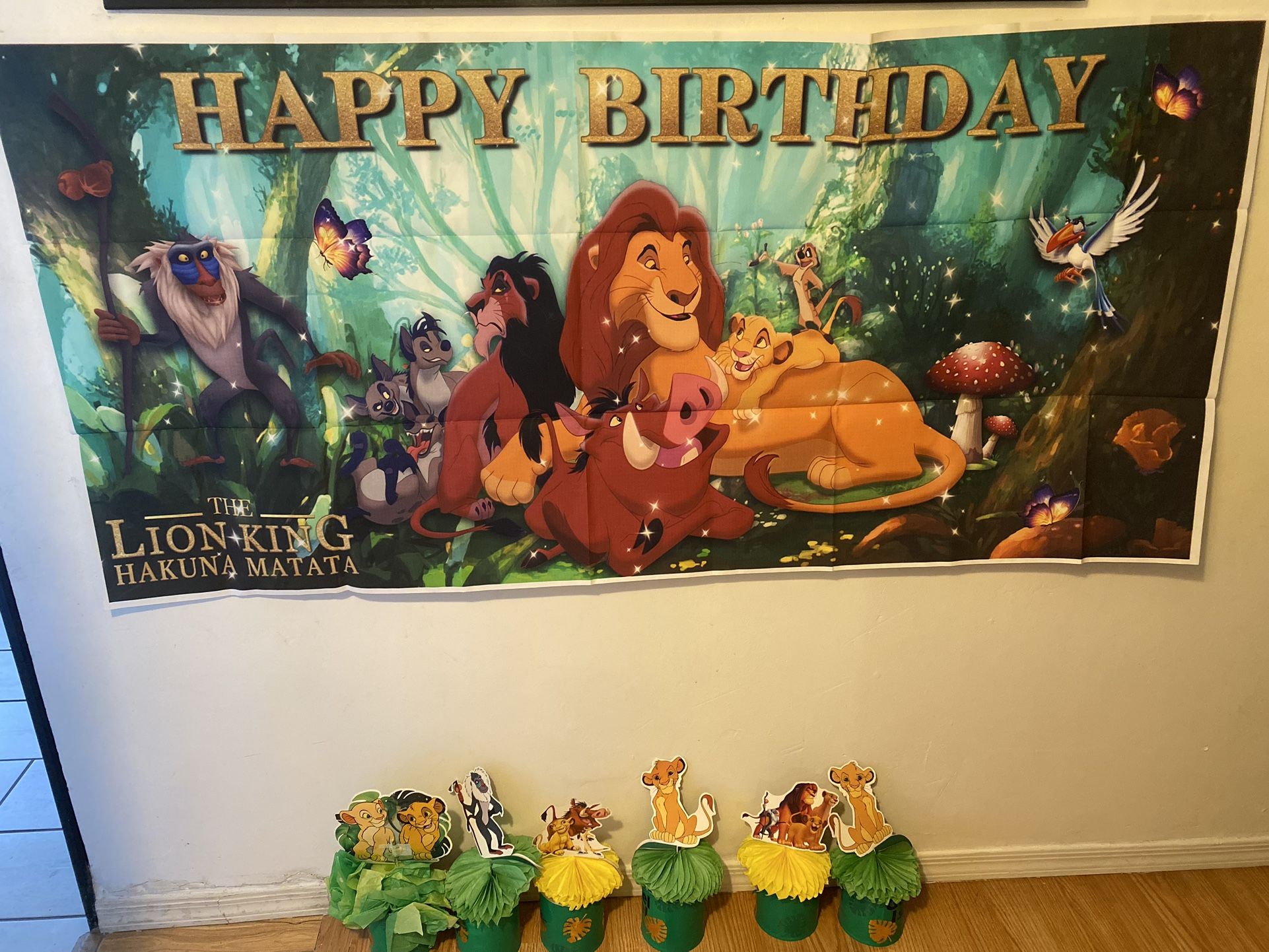 Lion King Decorations Including Birthday Sign $20