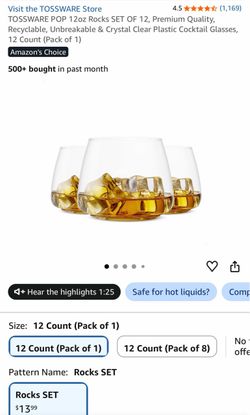 TOSSWARE POP 12oz Rocks Glasses Set of 60