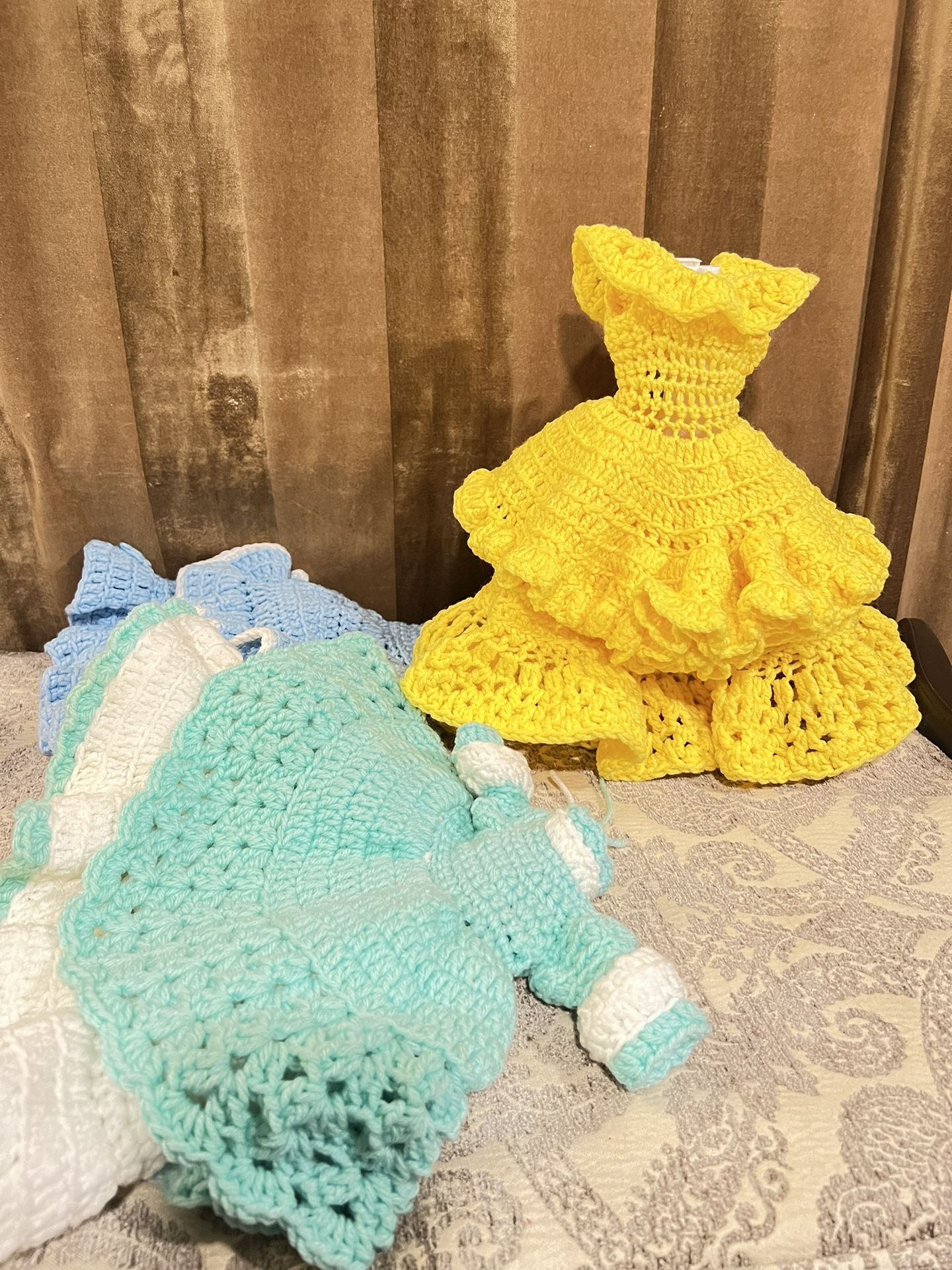 Vintage crochet dolls dress 3 pieces