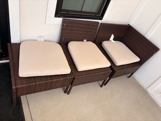Wicker outdoor seating lounge