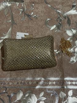 Gold Crystal Rhinestone Evening Clutch Bag