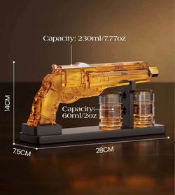 Gun-Shaped Glass Whiskey Decanter Set