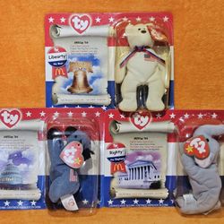 TY Beanie Baby American Trio: Rignty + Lefty & Liberty 