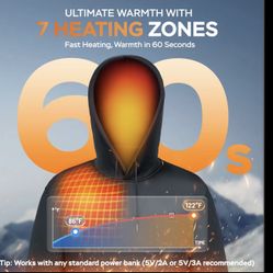 Black Heated Hoodie for Men, L Size