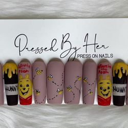 Winnie The Pooh Press On Nails size M 