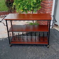 WINE BAR CART ON WHEELS.