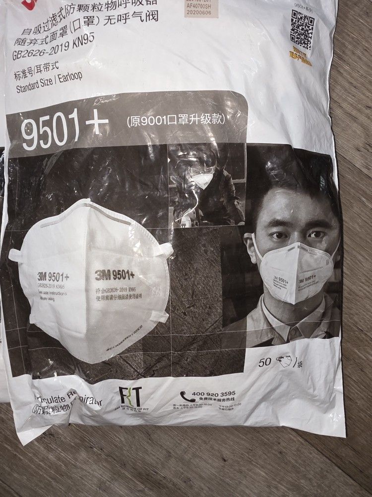 Set of 3pc 3M KN95 Respirator Face Mask - White (9501) (50 Pack) Genuine 3M
