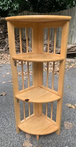 Foldable Corner Solid Natural Wooden Bookshelf