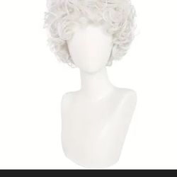 White Curly Hair Wig 