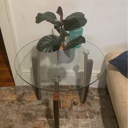 2 raymour and flanigan glass end tables. 