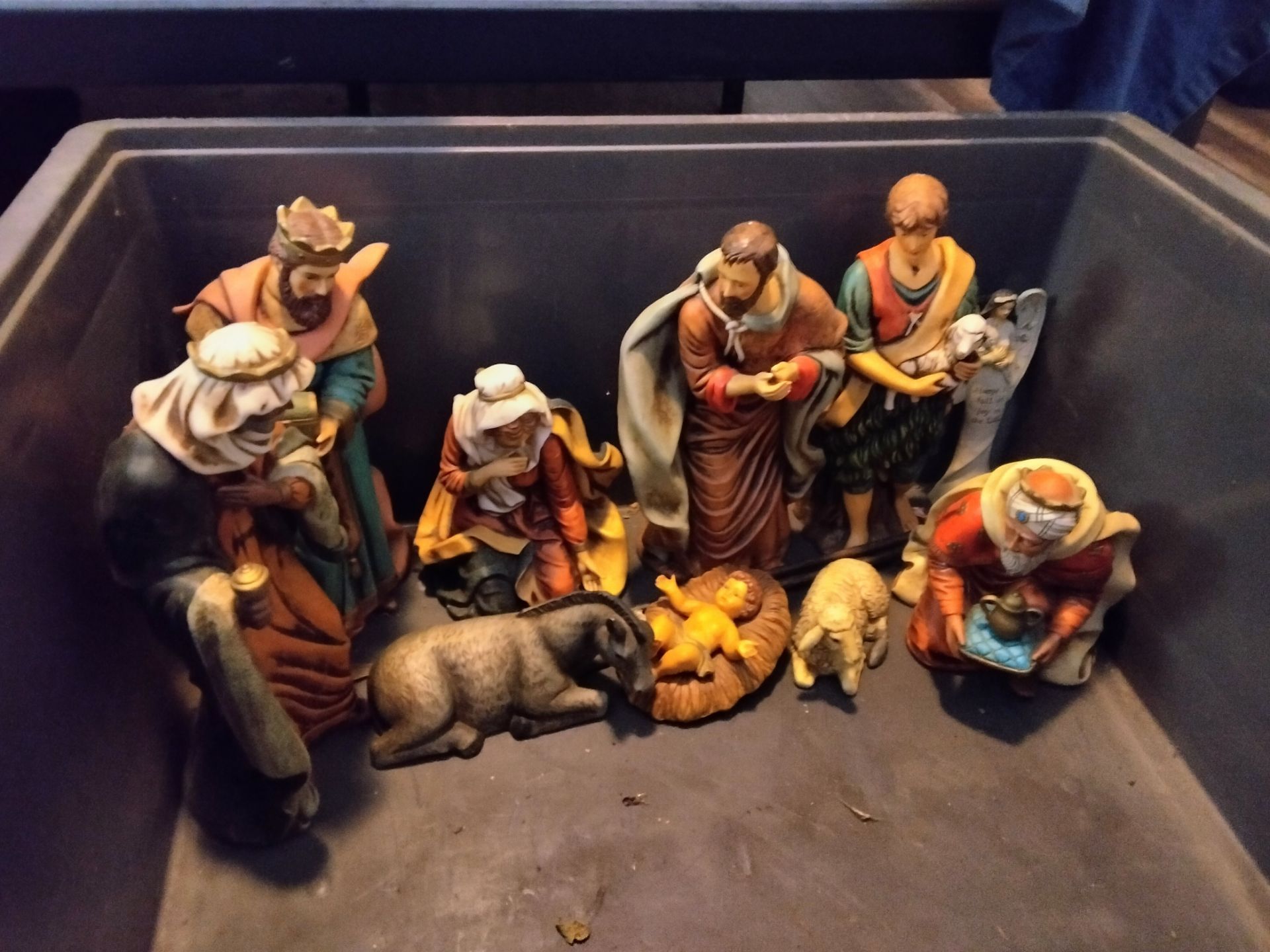 Vintage nativity figurine set.