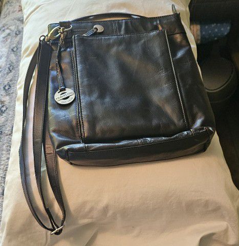 Black "Travelon" faux leather multiple compartments crossbody