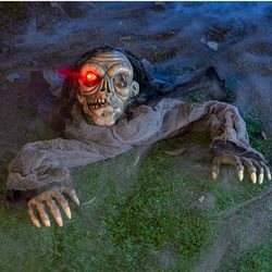 JOYIN Halloween Decorations Outdoor Zombie Groundbreaker with Decayed Face and Flash Eyes, Halloween Outside Decorations Scary Zombies Prop for Yard G