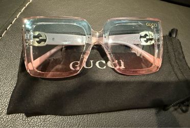 Gucci pink white full rim glasses light pink