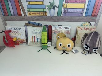 Books + Plush Character Bundle 📚🧸 Dragons Love Tacos + The Day the Crayons Quit + The Cool Bean + The Bad Seed