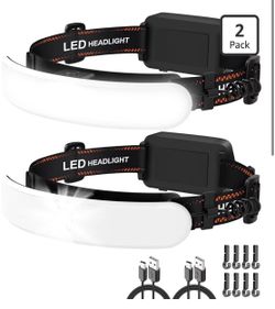 ZioeYiue Rechargeable Headlamp 1800 High Lumen, 230° Wide Beam Super Bright Head Lamp, 6 Mode Head Lights for Forehead, 90° Rotatable Headlight, LED H
