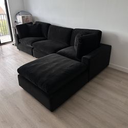 New Black Velvet Cloud Couch Sectional