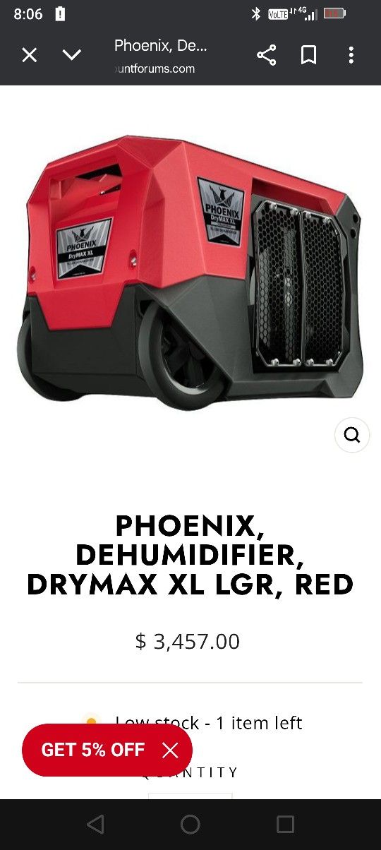 Phoenix, Dehumidifier, DryMax XL LGR, Red