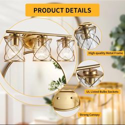 Gold Vanity Light – 3-Light Bathroom Fixture 