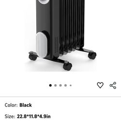 Sweetcrispy Oil Filled Radiator Heater for Indoor Use, 1500W with Adjustable Thermostat, 22.8 * 11.8