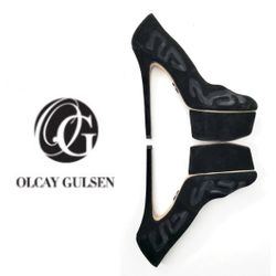 🎯Olcay Gulsen Black Platform Mesh Heels Pumps 37