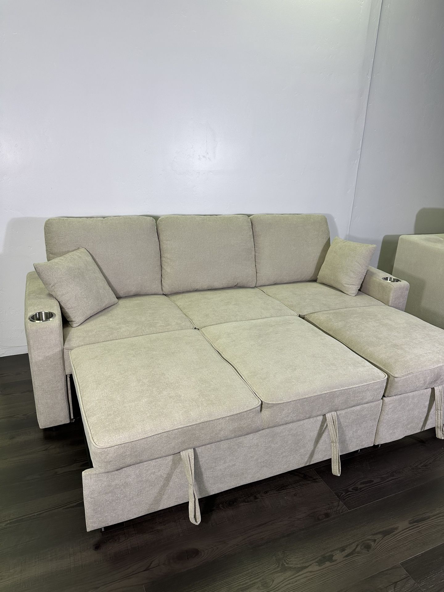 💥Gray Beige Sleeper Sofa Bed Couch For Living Room Or Guest Room - FREE Delivery 📦