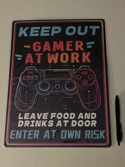 Gamer at Work metal sign