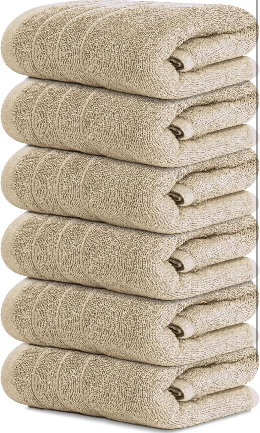 Tens Towels Pack of 6 Hand Towels, 100% Cotton, Lighter Weight, Quick to Dry, 16 x 28 Inches, Super Soft & Absorbent, Perfect for Bathroom @X4-740