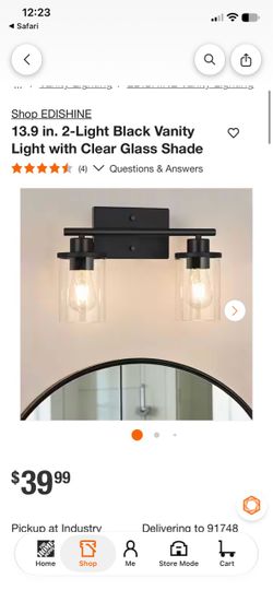 NEW EDISHINE 2-Light Black Bathroom Vanity Light – 13.9”
