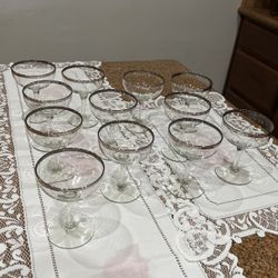 Glass with Silver Trimming Cups ( Set of 12)